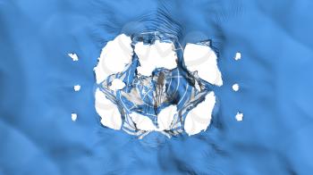Holes in United Nations flag, white background, 3d rendering