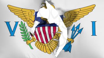 Damaged United States Virgin Islands flag, white background, 3d rendering