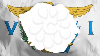 Broken United States Virgin Islands flag, white background, 3d rendering