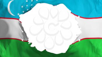 Broken Uzbekistan flag, white background, 3d rendering