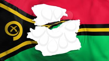 Tattered Vanuatu flag, white background, 3d rendering
