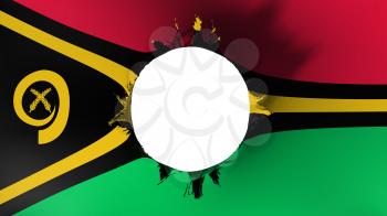 Hole cut in the flag of Vanuatu, white background, 3d rendering