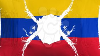 Venezuela flag with a hole, white background, 3d rendering