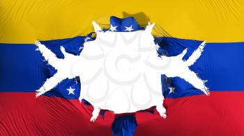 Venezuela flag with a big hole, white background, 3d rendering