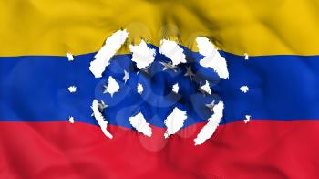Venezuela flag with a small holes, white background, 3d rendering