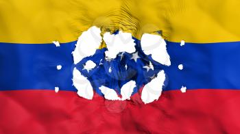 Holes in Venezuela flag, white background, 3d rendering