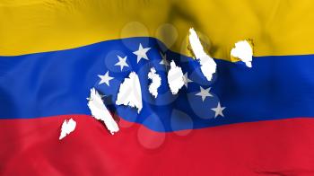 Venezuela flag perforated, bullet holes, white background, 3d rendering