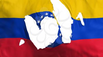 Ragged Venezuela flag, white background, 3d rendering