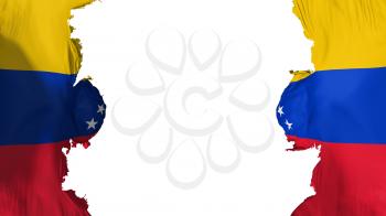 Blasted Venezuela flag, against white background, 3d rendering