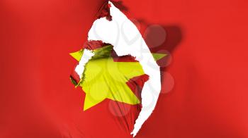 Damaged Vietnam flag, white background, 3d rendering