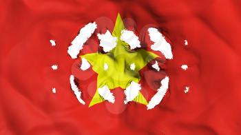 Vietnam flag with a small holes, white background, 3d rendering