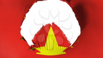 Big hole in Vietnam flag, white background, 3d rendering
