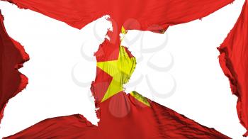 Destroyed Vietnam flag, white background, 3d rendering