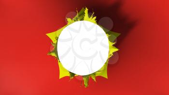 Hole cut in the flag of Vietnam, white background, 3d rendering