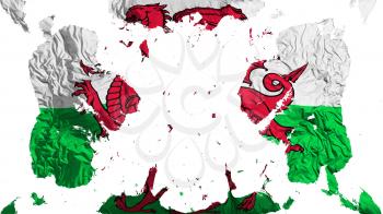 Scattered Wales flag, white background, 3d rendering