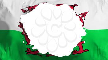 Broken Wales flag, white background, 3d rendering