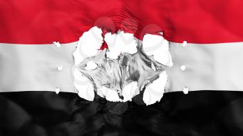 Holes in Yemen flag, white background, 3d rendering