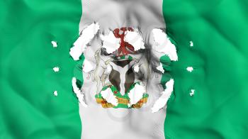 Abuja, capital of Nigeria flag with a small holes, white background, 3d rendering