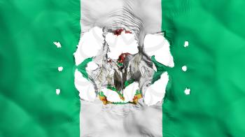 Holes in Abuja, capital of Nigeria flag, white background, 3d rendering