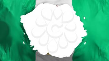 Broken Abuja, capital of Nigeria flag, white background, 3d rendering