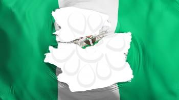 Tattered Abuja, capital of Nigeria flag, white background, 3d rendering