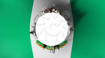 Abuja, capital of Nigeria flag ripped apart, white background, 3d rendering