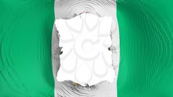 Square hole in the Abuja, capital of Nigeria flag, white background, 3d rendering
