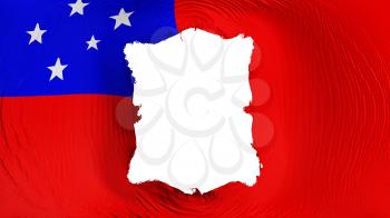 Square hole in the Apia, capital of Samoa flag, white background, 3d rendering
