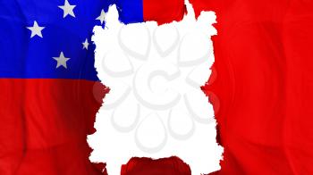Ripped Apia, capital of Samoa flying flag, over white background, 3d rendering