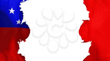 Blasted Apia, capital of Samoa flag, against white background, 3d rendering