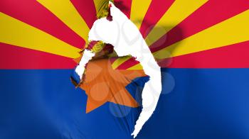 Damaged Arizona state flag, white background, 3d rendering