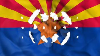Arizona state flag with a small holes, white background, 3d rendering