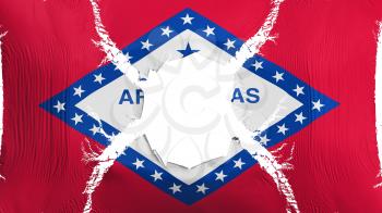 Arkansas state flag with a hole, white background, 3d rendering