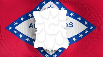 Square hole in the Arkansas state flag, white background, 3d rendering