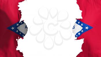 Blasted Arkansas state flag, against white background, 3d rendering