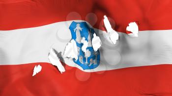 Asuncion, capital of Paraguay flag perforated, bullet holes, white background, 3d rendering
