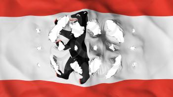 Berlin, capital of Germany flag with a small holes, white background, 3d rendering