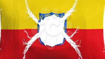 Bogota, capital of Colombia flag with a hole, white background, 3d rendering