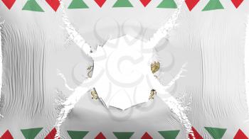 Budapest, capital of Hungary flag with a hole, white background, 3d rendering