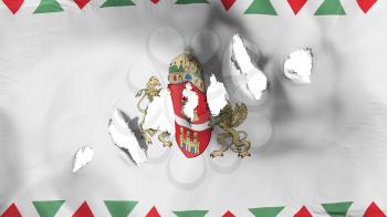Budapest, capital of Hungary flag perforated, bullet holes, white background, 3d rendering