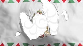 Ragged Budapest, capital of Hungary flag, white background, 3d rendering