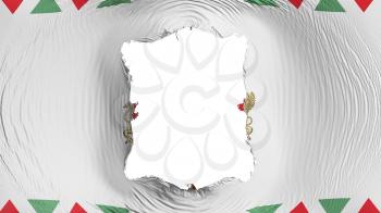 Square hole in the Budapest, capital of Hungary flag, white background, 3d rendering