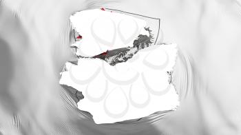 Tattered Buenos Aires, capital of Argentina flag, white background, 3d rendering