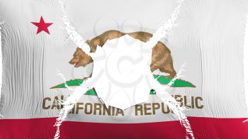 California state flag with a hole, white background, 3d rendering