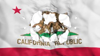 Holes in California state flag, white background, 3d rendering