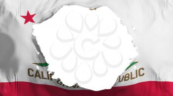 Broken California state flag, white background, 3d rendering