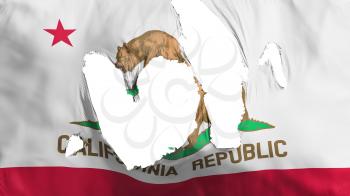 Ragged California state flag, white background, 3d rendering