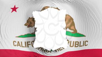 Square hole in the California state flag, white background, 3d rendering