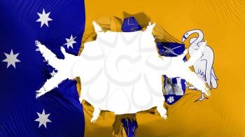 Canberra, capital of Australia flag with a big hole, white background, 3d rendering