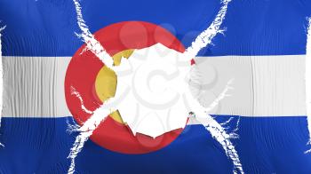 Colorado state flag with a hole, white background, 3d rendering